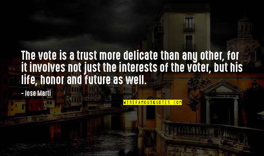 Future Of Life Quotes By Jose Marti: The vote is a trust more delicate than Future Of Life Quotes By Jose Marti: The vote is a trust more delicate than