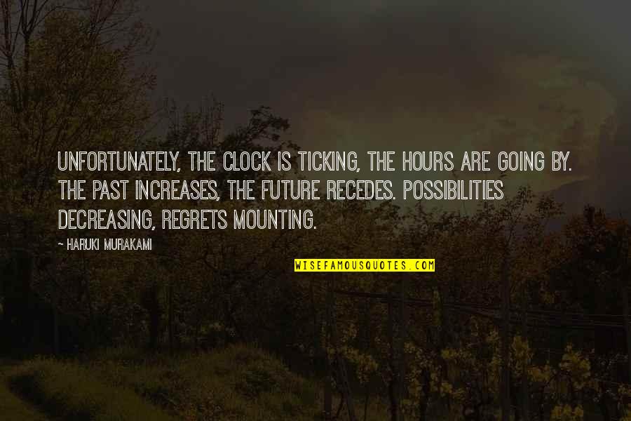 Future Recedes Quotes By Haruki Murakami: Unfortunately, the clock is ticking, the hours are