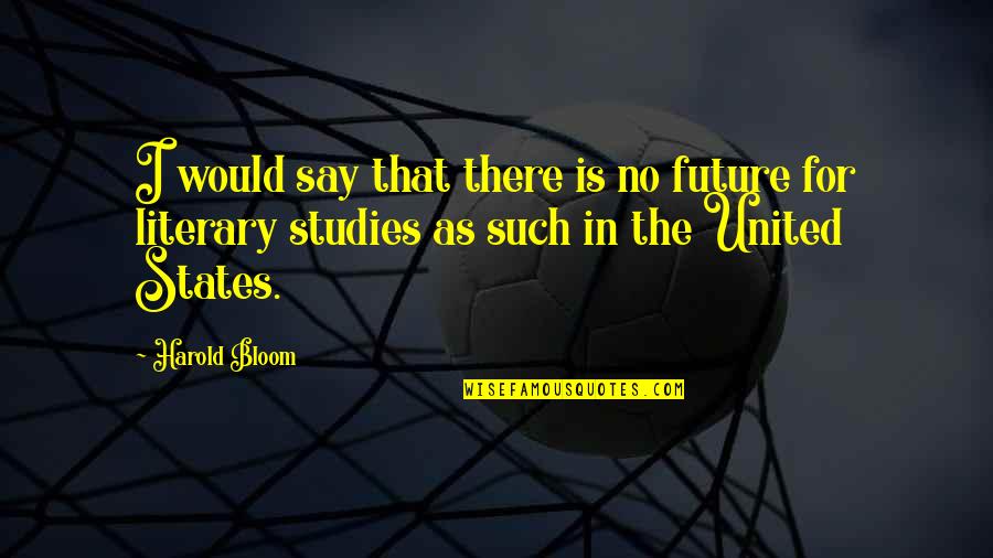 Future Studies Quotes By Harold Bloom: I would say that there is no future Future Studies Quotes By Harold Bloom: I would say that there is no future