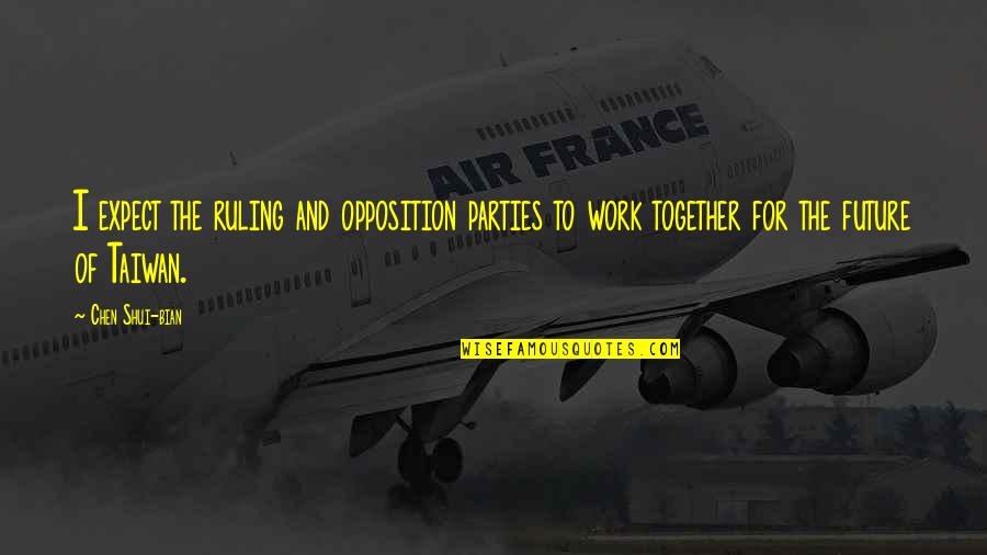 Future Together Quotes By Chen Shui-bian: I expect the ruling and opposition parties to