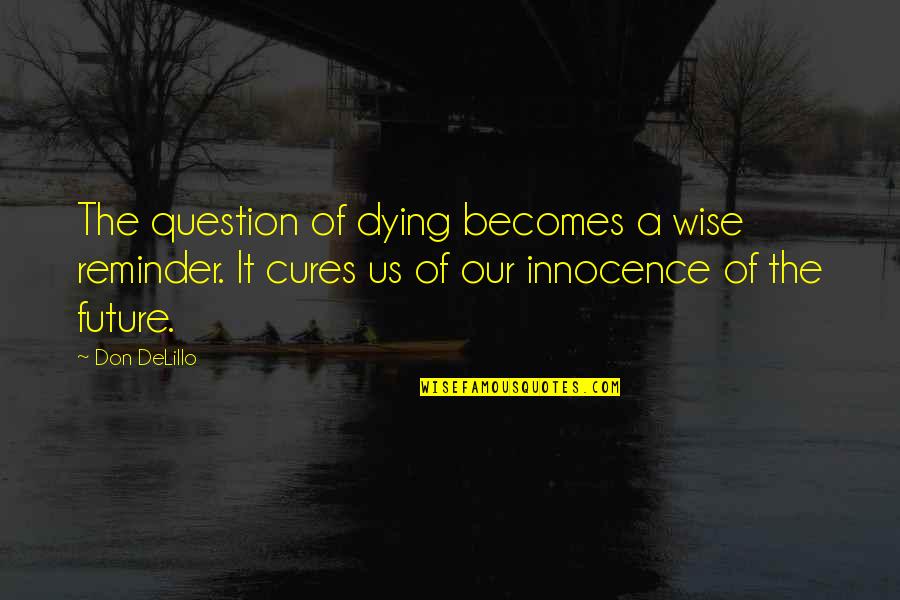 Future Wise Quotes By Don DeLillo: The question of dying becomes a wise reminder.