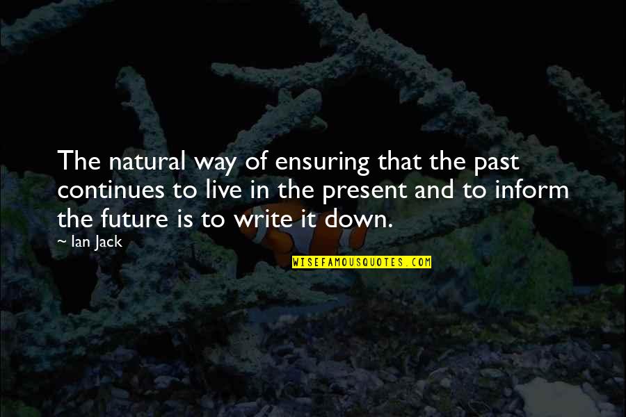 Future Wise Quotes By Ian Jack: The natural way of ensuring that the past