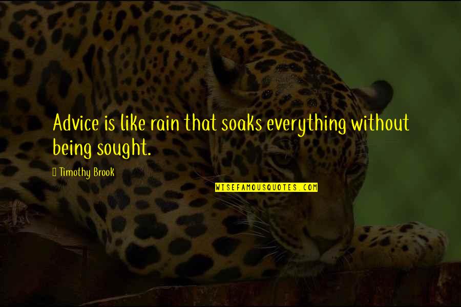 Futurism Art Movement Quotes By Timothy Brook: Advice is like rain that soaks everything without