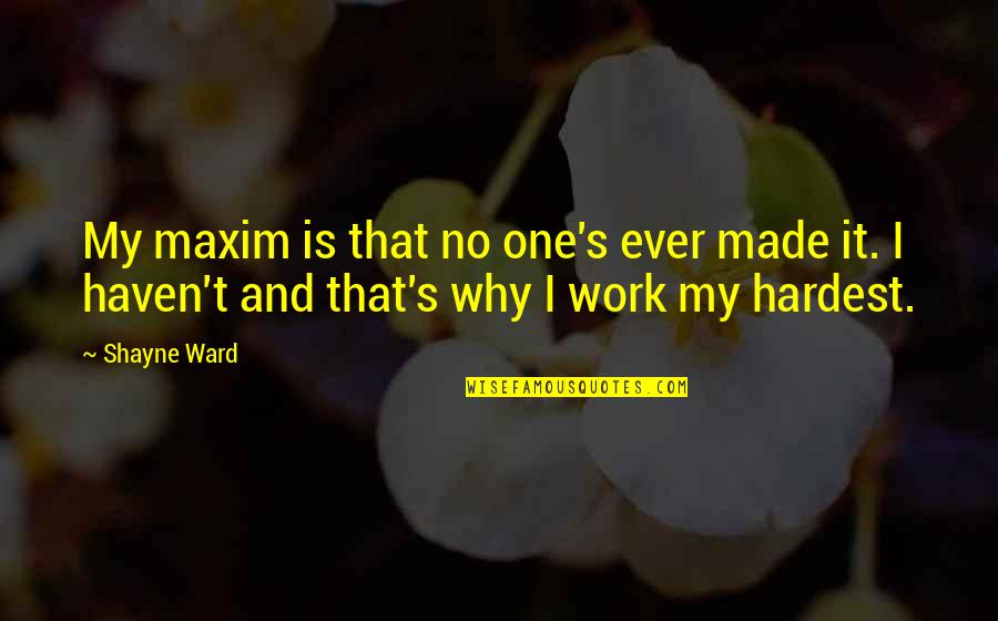 Futurism Marinetti Quotes By Shayne Ward: My maxim is that no one's ever made