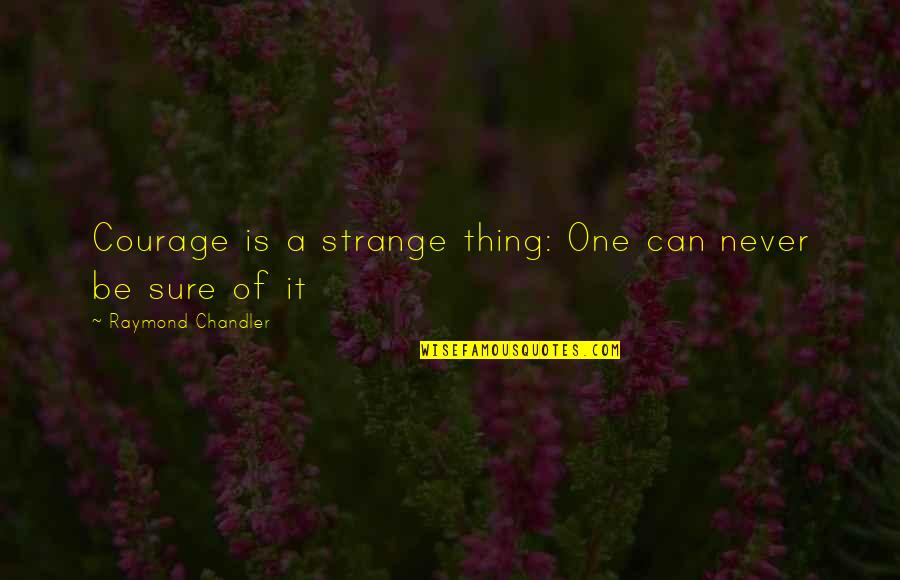 Fuuka Battle Quotes By Raymond Chandler: Courage is a strange thing: One can never