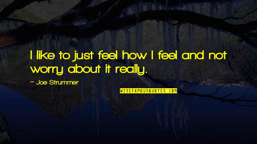 Fuzziness In Ears Quotes By Joe Strummer: I like to just feel how I feel