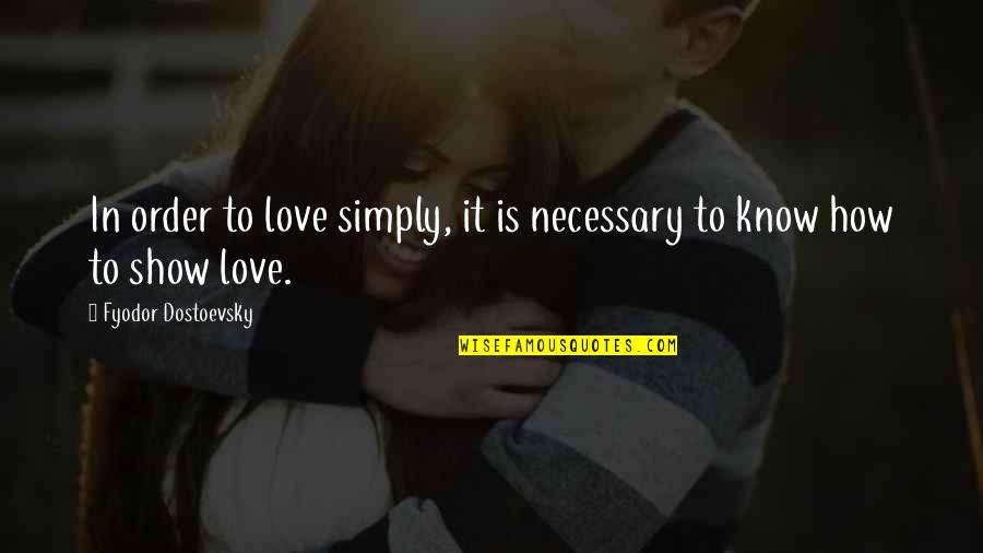 Fyodor Dostoevsky Love Quotes By Fyodor Dostoevsky: In order to love simply, it is necessary
