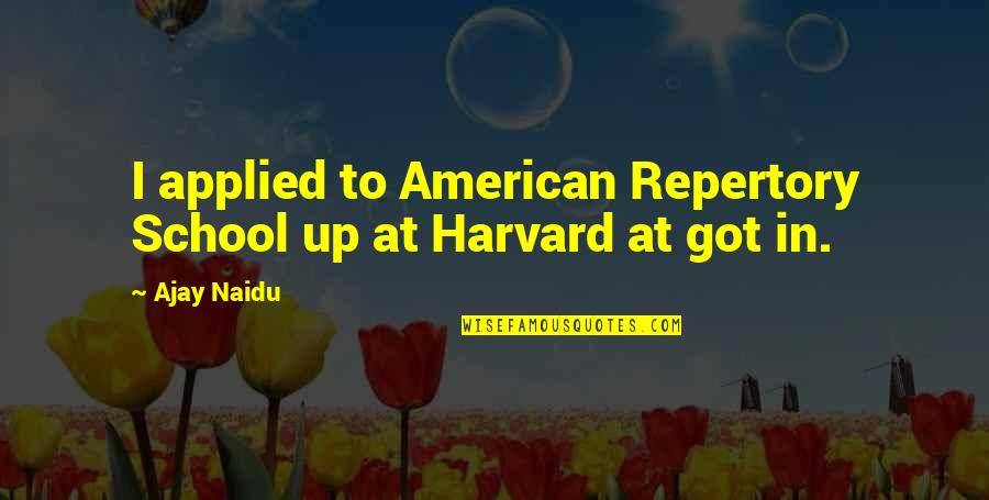 G D Naidu Quotes By Ajay Naidu: I applied to American Repertory School up at