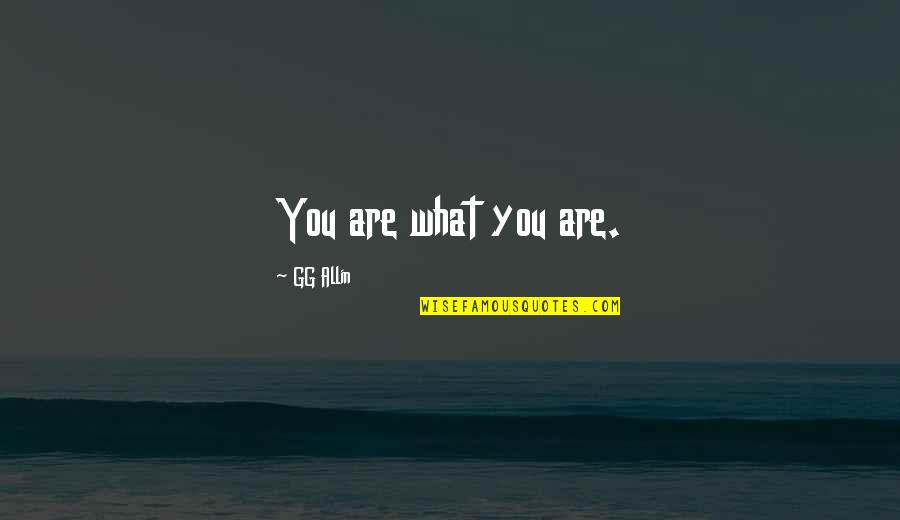 G G Allin Quotes By GG Allin: You are what you are.