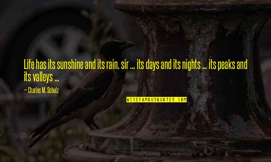 Ga Peach Quotes By Charles M. Schulz: Life has its sunshine and its rain, sir
