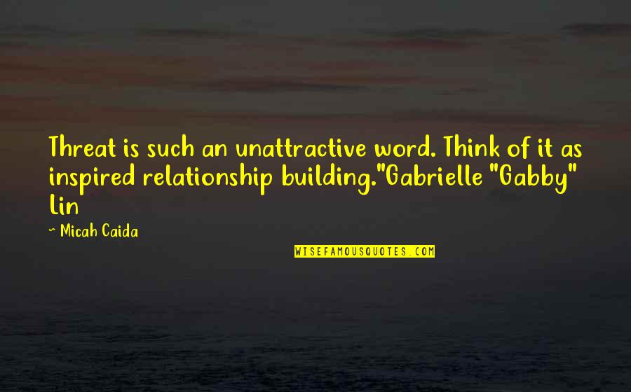 Gabby Quotes By Micah Caida: Threat is such an unattractive word. Think of