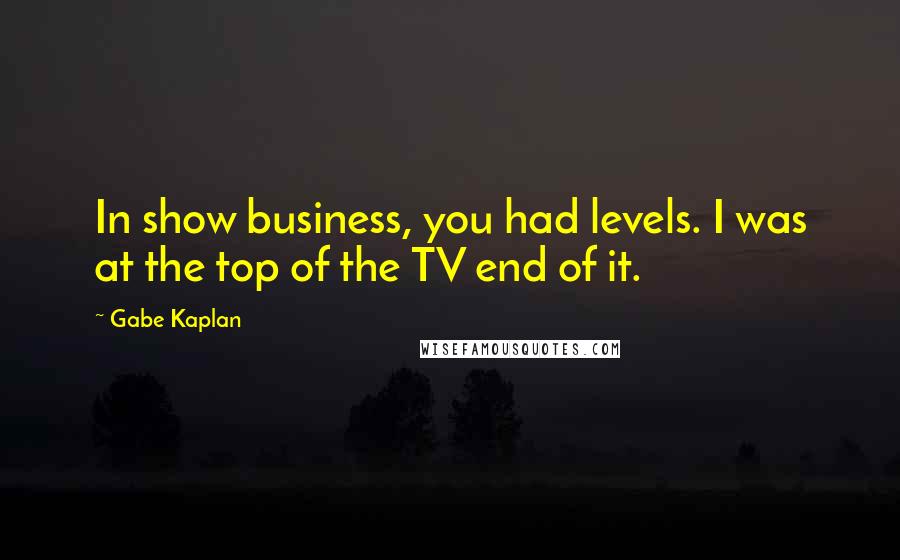 Gabe Kaplan quotes: In show business, you had levels. I was at the top of the TV end of it.