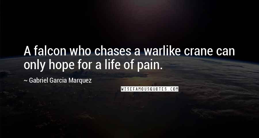 Gabriel Garcia Marquez quotes: A falcon who chases a warlike crane can only hope for a life of pain.