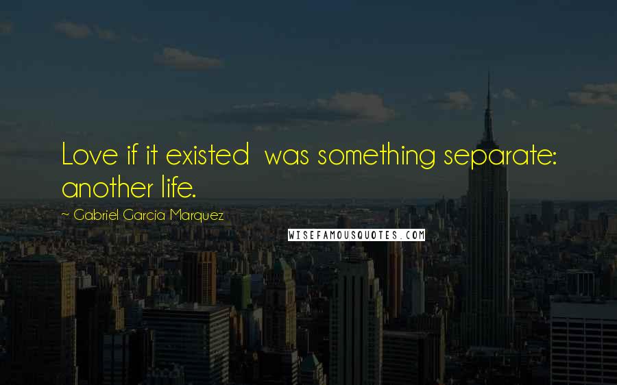 Gabriel Garcia Marquez quotes: Love if it existed was something separate: another life.