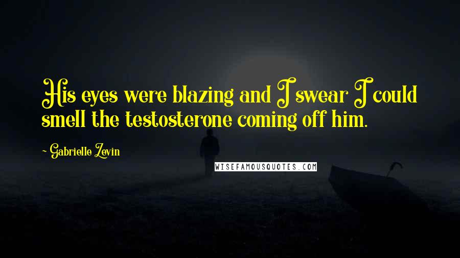 Gabrielle Zevin quotes: His eyes were blazing and I swear I could smell the testosterone coming off him.
