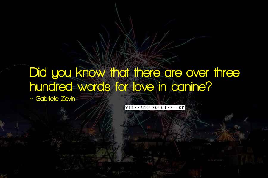 Gabrielle Zevin quotes: Did you know that there are over three hundred words for love in canine?