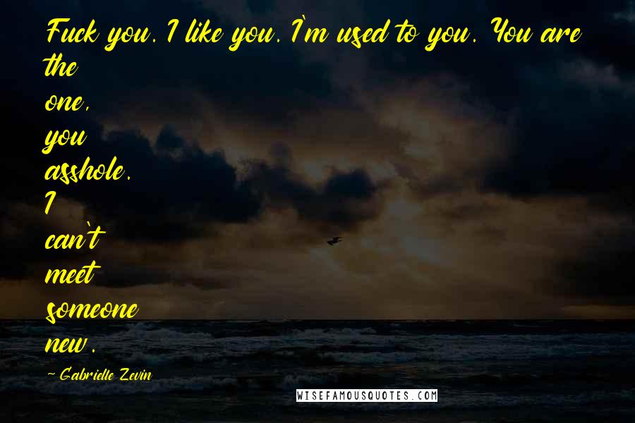 Gabrielle Zevin quotes: Fuck you. I like you. I'm used to you. You are the one, you asshole. I can't meet someone new.
