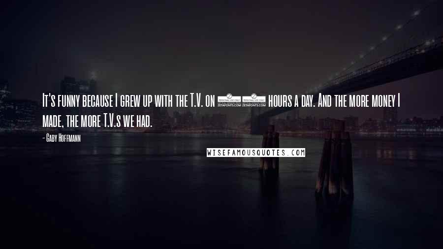 Gaby Hoffmann quotes: It's funny because I grew up with the T.V. on 24 hours a day. And the more money I made, the more T.V.s we had.