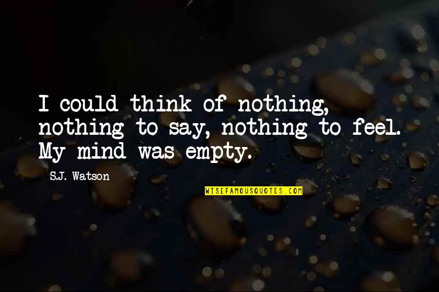 Gaddar Friends Quotes By S.J. Watson: I could think of nothing, nothing to say,