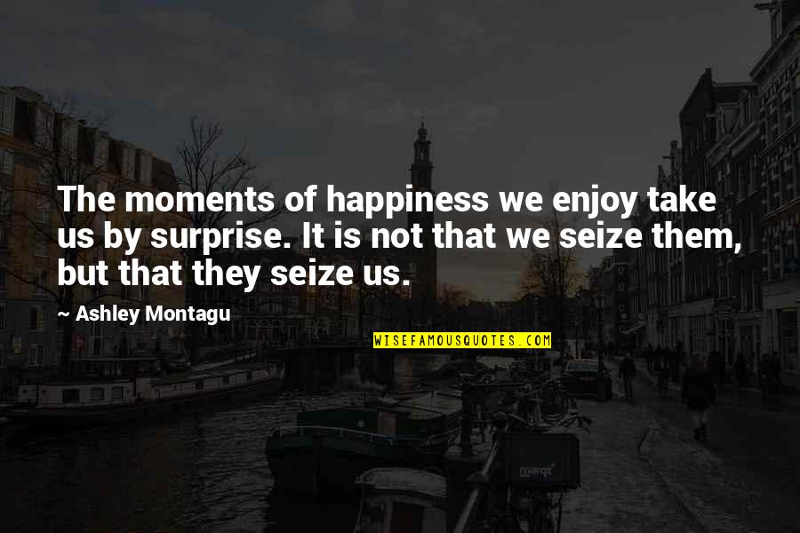 Gadding Instrument Quotes By Ashley Montagu: The moments of happiness we enjoy take us