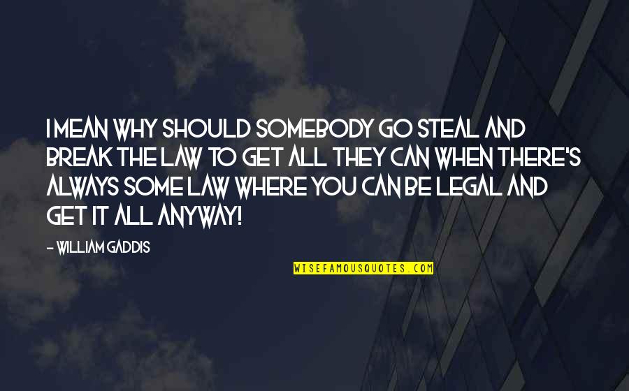 Gaddis Quotes By William Gaddis: I mean why should somebody go steal and