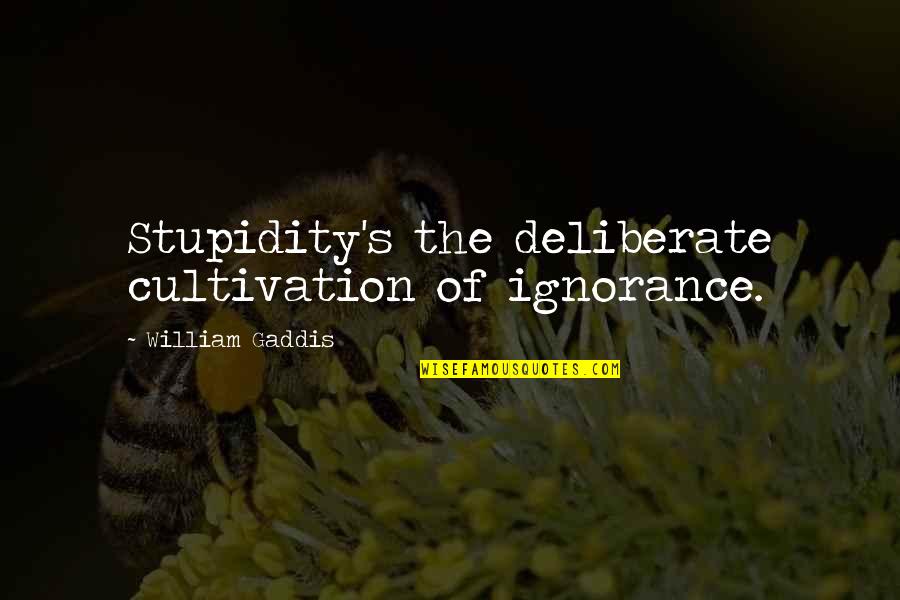 Gaddis Quotes By William Gaddis: Stupidity's the deliberate cultivation of ignorance.