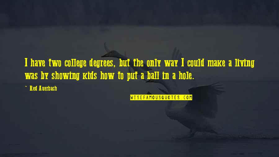 Gaddy Shack Quotes By Red Auerbach: I have two college degrees, but the only Gaddy Shack Quotes By Red Auerbach: I have two college degrees, but the only