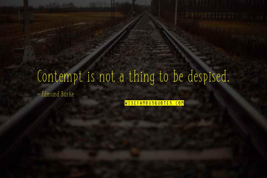 Gaetana Raymond Quotes By Edmund Burke: Contempt is not a thing to be despised.