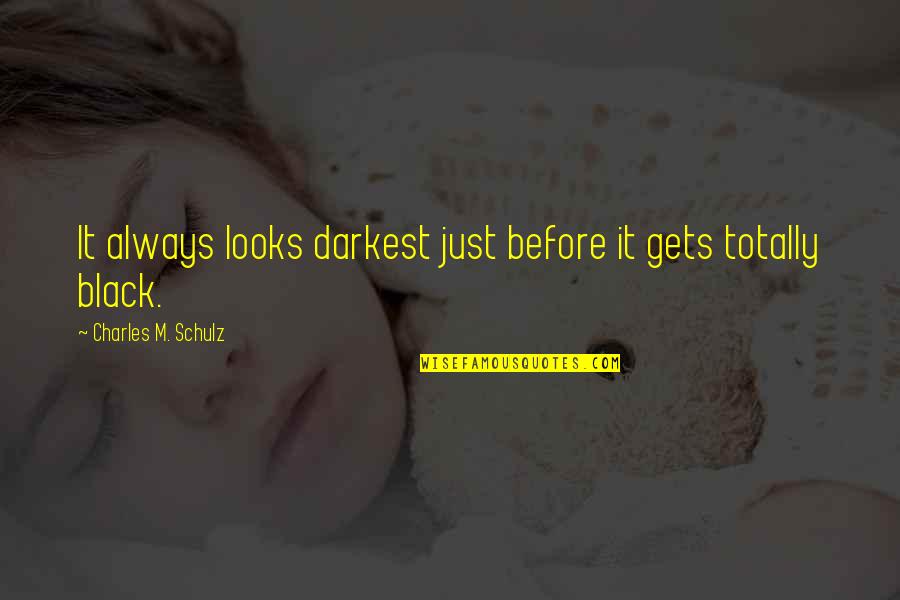 Gaffs Quality Meat And Specialty Foods Quotes By Charles M. Schulz: It always looks darkest just before it gets Gaffs Quality Meat And Specialty Foods Quotes By Charles M. Schulz: It always looks darkest just before it gets