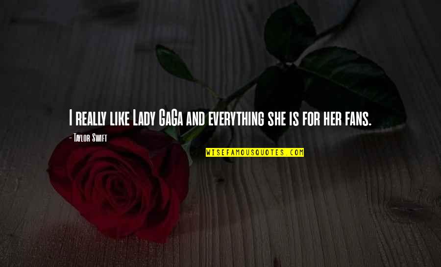 Gaga's Quotes By Taylor Swift: I really like Lady GaGa and everything she