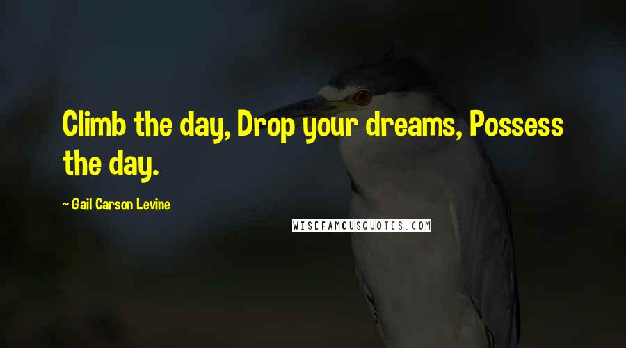 Gail Carson Levine quotes: Climb the day, Drop your dreams, Possess the day.