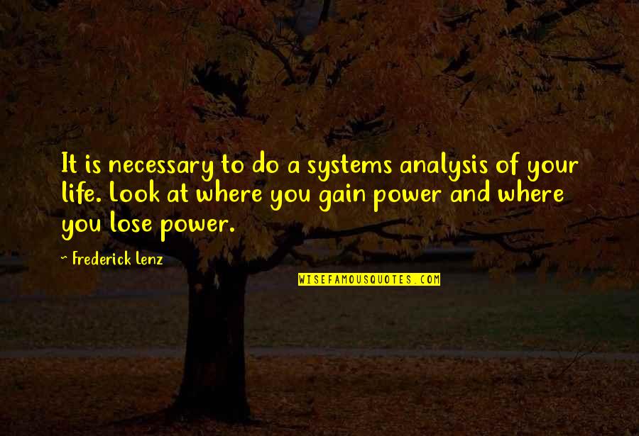 Gain And Lose Quotes By Frederick Lenz: It is necessary to do a systems analysis