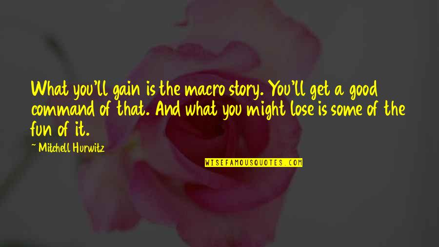 Gain And Lose Quotes By Mitchell Hurwitz: What you'll gain is the macro story. You'll Gain And Lose Quotes By Mitchell Hurwitz: What you'll gain is the macro story. You'll