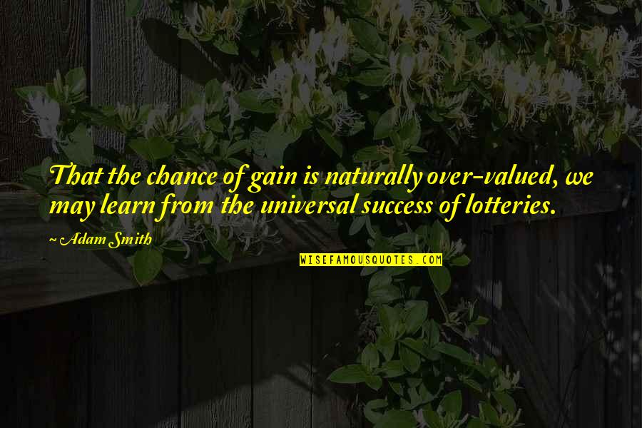 Gain Success Quotes By Adam Smith: That the chance of gain is naturally over-valued,