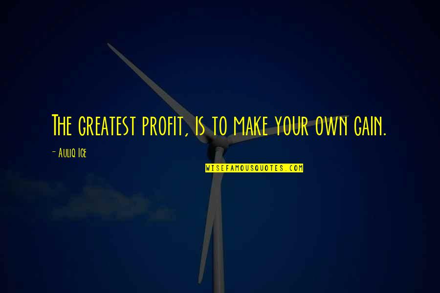 Gain Success Quotes By Auliq Ice: The greatest profit, is to make your own