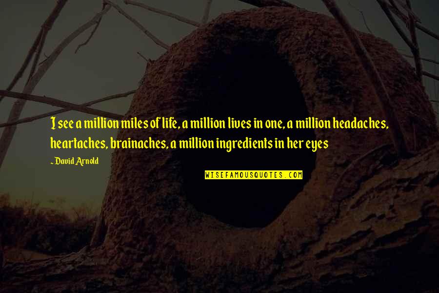 Gaitmate Quotes By David Arnold: I see a million miles of life, a Gaitmate Quotes By David Arnold: I see a million miles of life, a