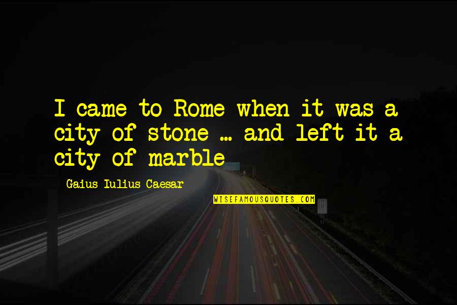 Gaius Caesar Quotes By Gaius Iulius Caesar: I came to Rome when it was a