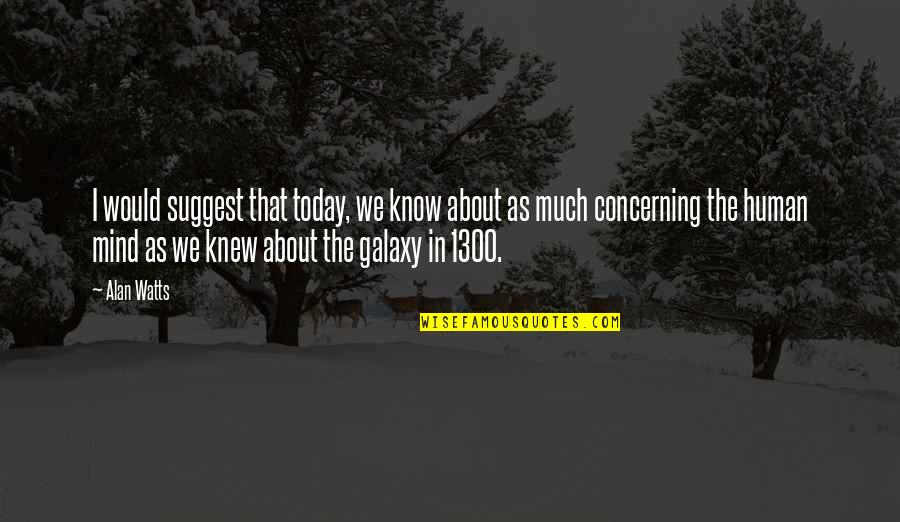 Galaxy The Quotes By Alan Watts: I would suggest that today, we know about Galaxy The Quotes By Alan Watts: I would suggest that today, we know about
