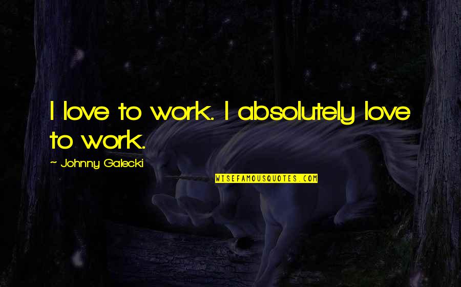 Galecki Quotes By Johnny Galecki: I love to work. I absolutely love to