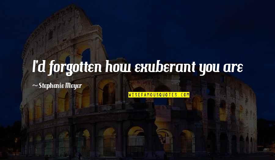 Galere In English Quotes By Stephenie Meyer: I'd forgotten how exuberant you are Galere In English Quotes By Stephenie Meyer: I'd forgotten how exuberant you are