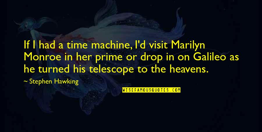Galileo Galileo Quotes By Stephen Hawking: If I had a time machine, I'd visit