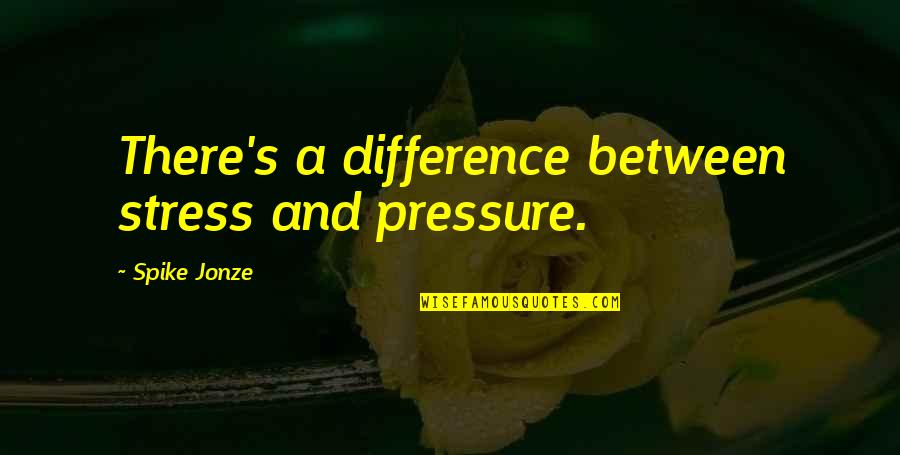 Galinato Quotes By Spike Jonze: There's a difference between stress and pressure.