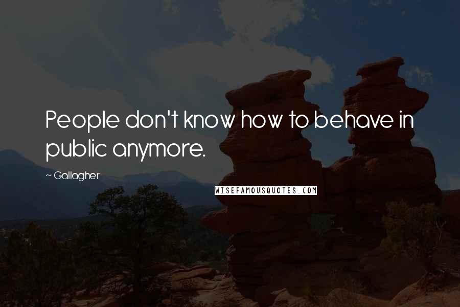 Gallagher quotes: People don't know how to behave in public anymore.