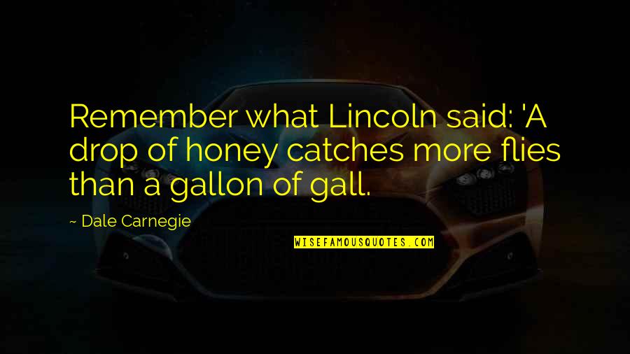 Gallon Quotes By Dale Carnegie: Remember what Lincoln said: 'A drop of honey