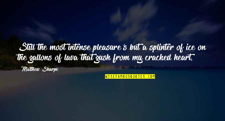 Gallons Quotes By Matthew Sharpe: Still the most intense pleasure's but a splinter