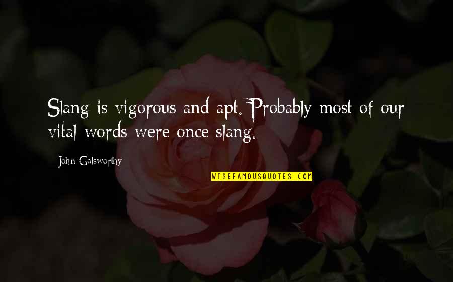 Galsworthy Quotes By John Galsworthy: Slang is vigorous and apt. Probably most of