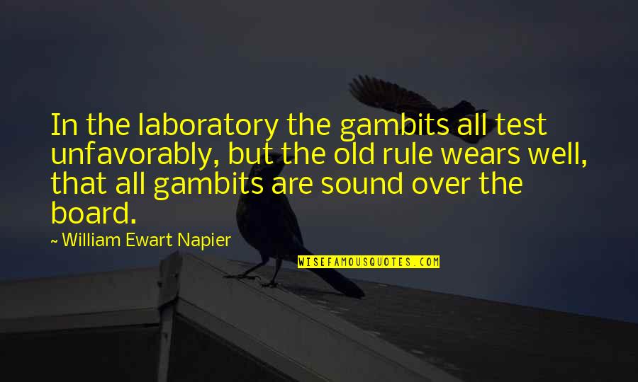 Gambits Quotes By William Ewart Napier: In the laboratory the gambits all test unfavorably,