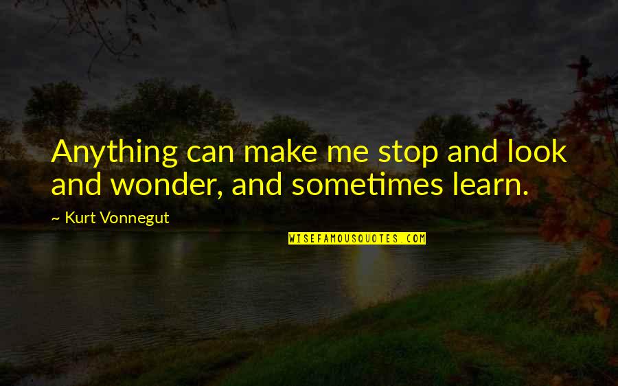 Game Ranger Quotes By Kurt Vonnegut: Anything can make me stop and look and