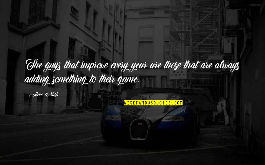 Games For Motivational Quotes By Steve Nash: The guys that improve every year are those Games For Motivational Quotes By Steve Nash: The guys that improve every year are those