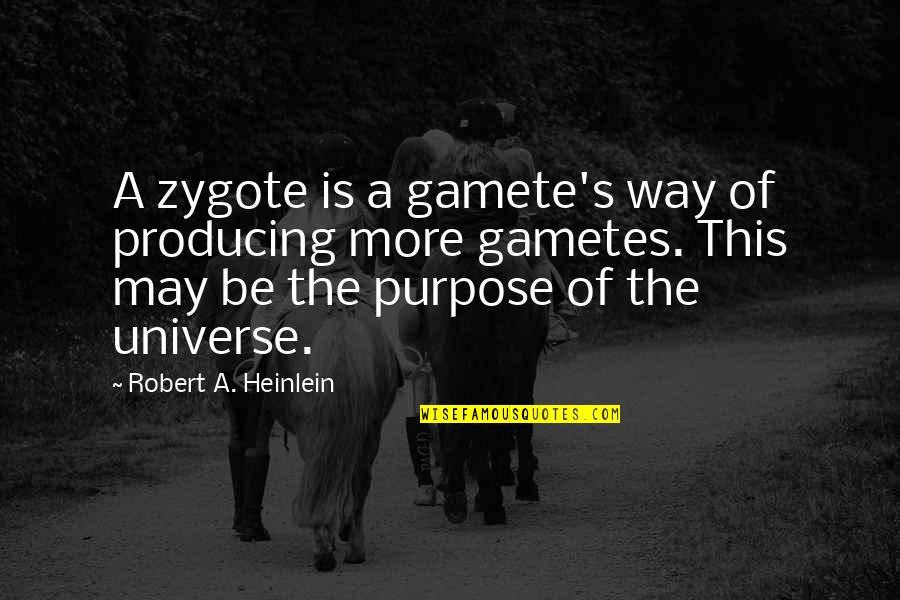 Gamete's Quotes By Robert A. Heinlein: A zygote is a gamete's way of producing